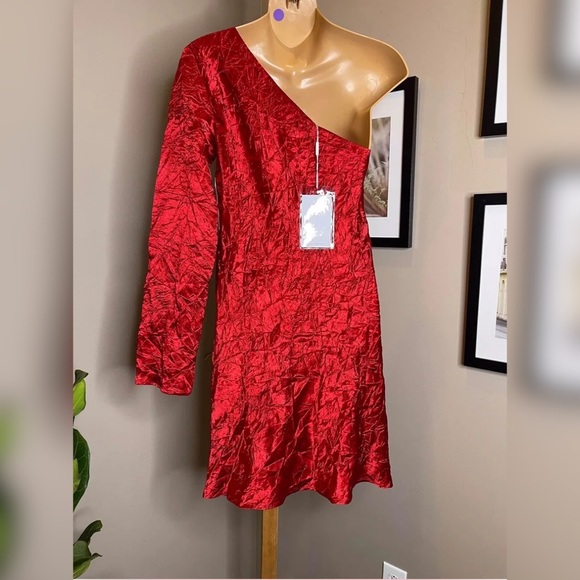 Free People Running Water One-Shoulder Dress Size 2 $230 - Picture 3 of 4